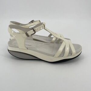 NWOB MBT Kiburi Cream Patent Rocker Bottom Sandals Women EU 39 US 8-8.5